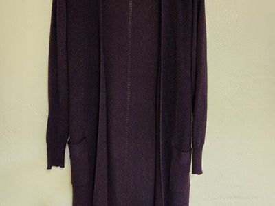 Maurices Long Open Front Cardigan Burgundy Knit Sweater with Pockets