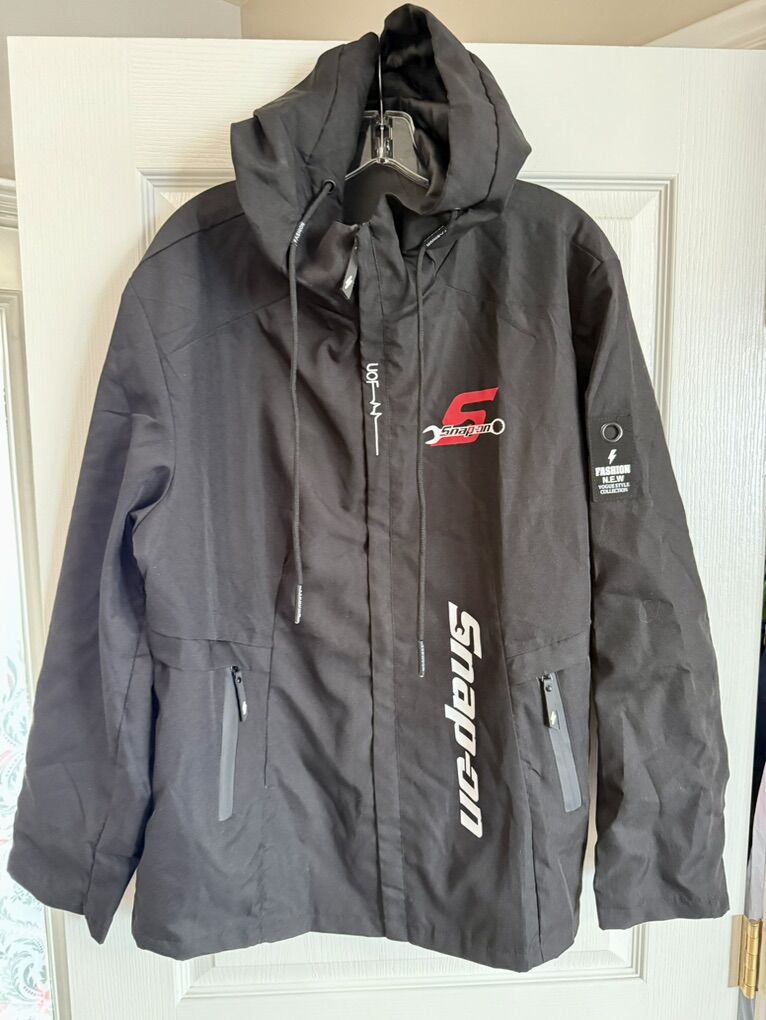 Mens XL Snap-On Lightweight Zip Hooded Jacket