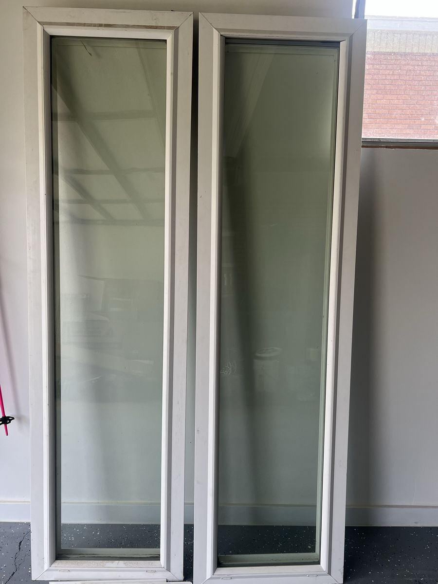 2 Patio Door Side Windows Fixed 19.5x79" White Insulated Glass