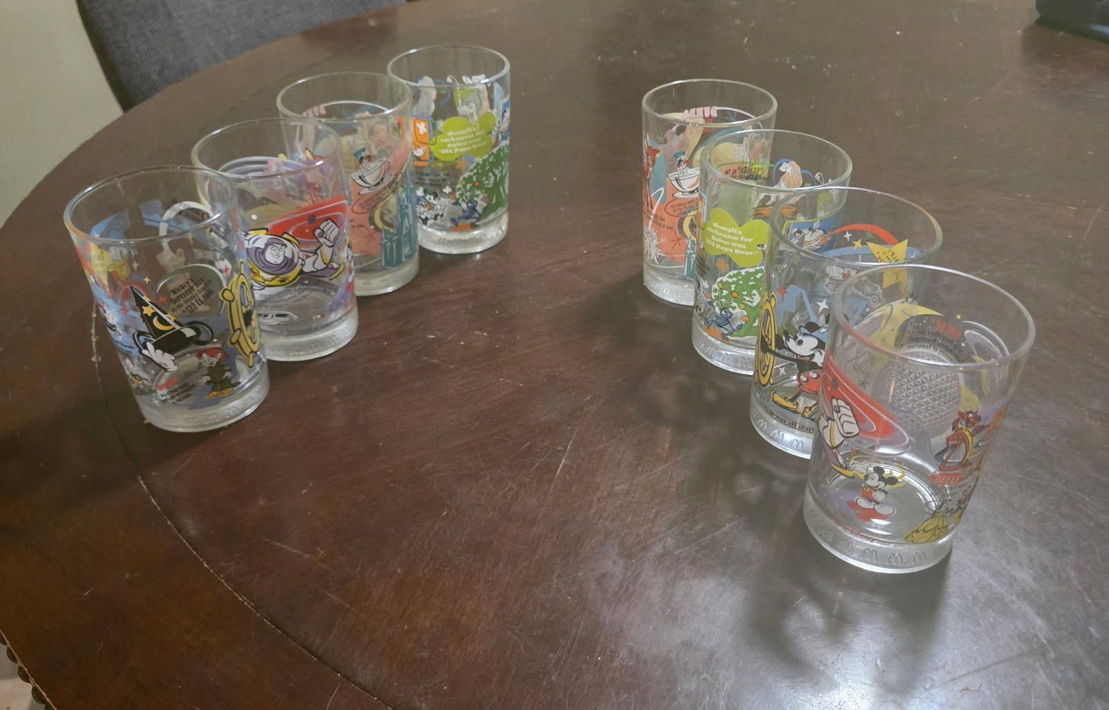 Vintage McDonald's Disney 100 Years of Magic Collectible Glasses - 2 sets of 4