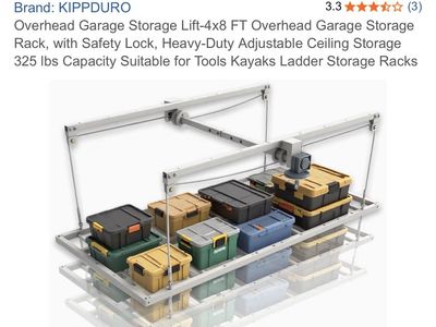 4x8 FT Overhead Garage Storage Lift Heavy-Duty Ceiling Rack
