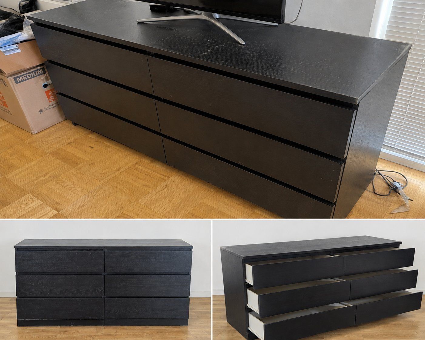  IKEA 6-Drawer Dresser + 2 Matching Nightstands — $100  — MUST GO ASAP!