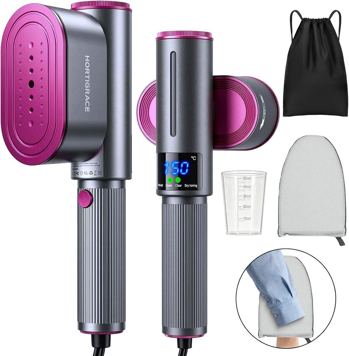 NEW Travel Steamer for Clothes, 2-in-1 Steam Iron & Garment Steamer with Fast Heat-Up, 1200W Portable Handheld