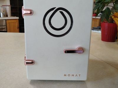 Limited Edition Monat Skincare Mini Fridge White with Rose Gold Accents