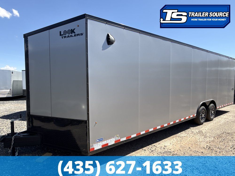 8.5x28 Look Element SE Enclosed Cargo Trailer - 7'0" Interior - 10K GVWR - .080 PolyCor, Alloy Wheels, Black Out Package, Rear