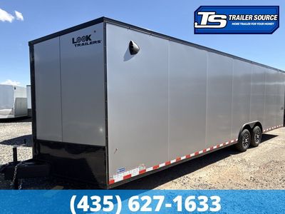8.5x28 Look Element SE Enclosed Cargo Trailer - 7'0" Interior - 10K GVWR - .080 PolyCor, Alloy Wheels, Black Out Package, Rear
