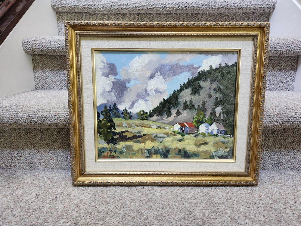 Wallace G. Lee "Bluebird Hill" Original Oil Painting - Landscape Art with Frame