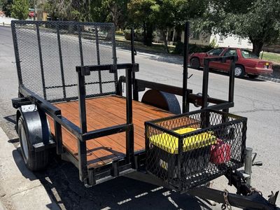 Mower utility Trailer with Wood Deck and Ramp, Great Condition