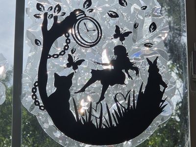 Alice in Wonderland Window Film Decal Rainbow Maker Static Cling Sticker Privacy Decor