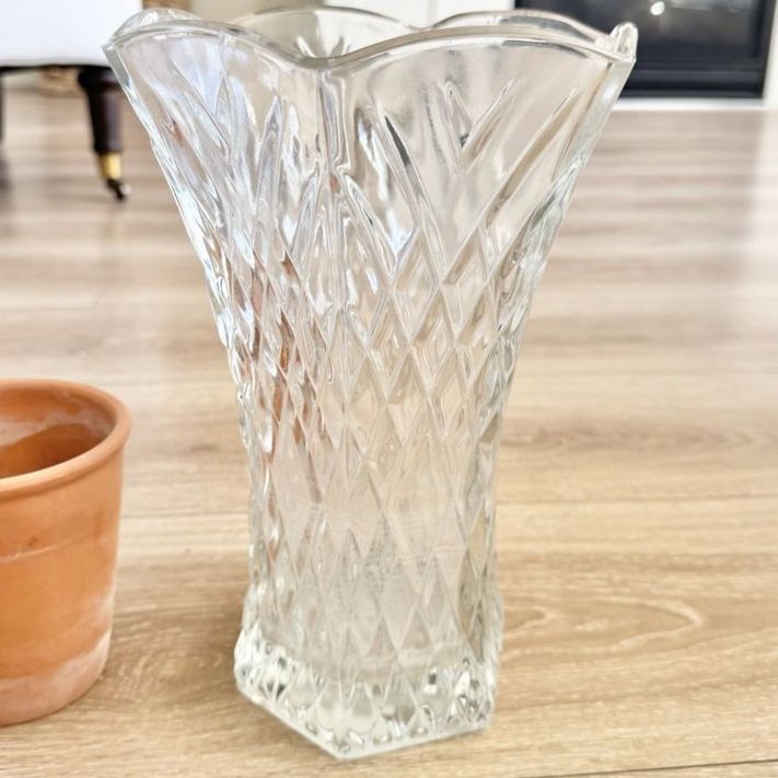 Set of 2 | Beautiful | Vintage | Crystal Vase | Decorative Glass Serving Bowl-$10 for Both