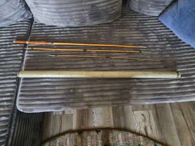Vintage Bamboo Fishing Rod 2-Piece Wooden Handle - Classic Design, Good Condition