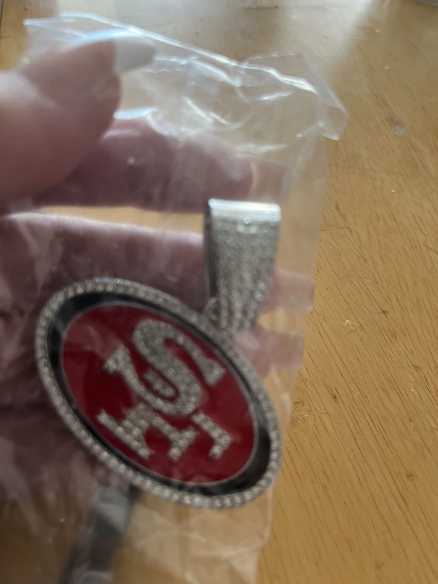 San Francisco 49ers Iced Out Pendant Necklace and Matching Bracelet Set