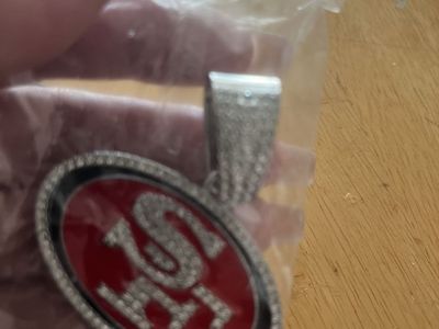 San Francisco 49ers Iced Out Pendant Necklace and Matching Bracelet Set