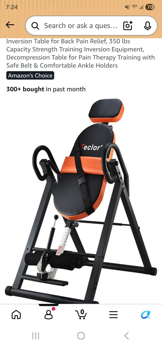 Teclor Inversion Table 350 lbs Capacity new in box