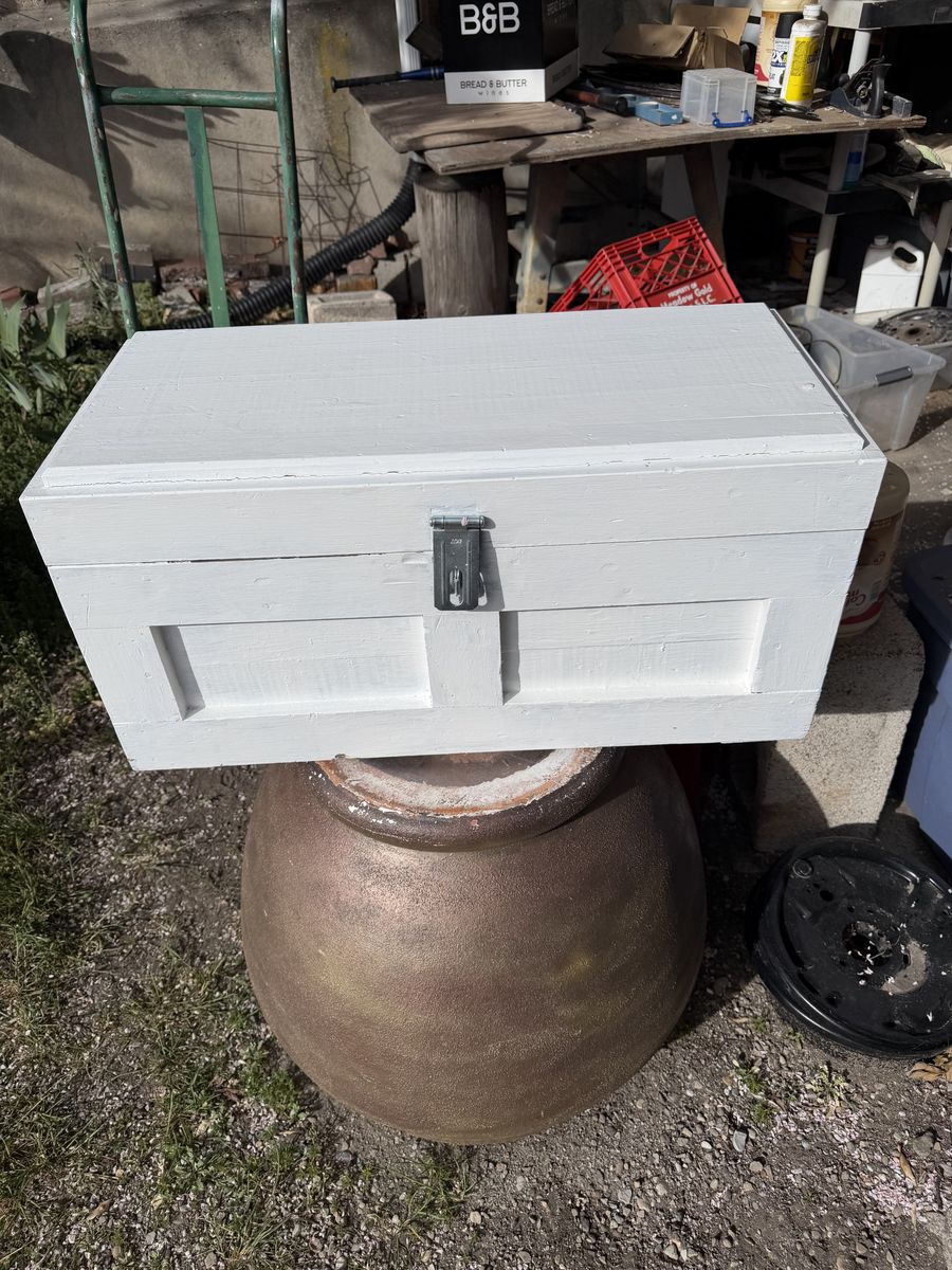White Wood Storage Box W/Latch