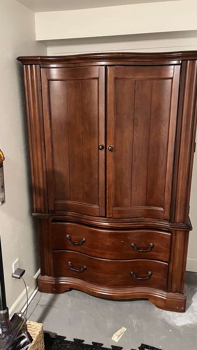 Traditional Solid Wood Armoire in Cherry Finish