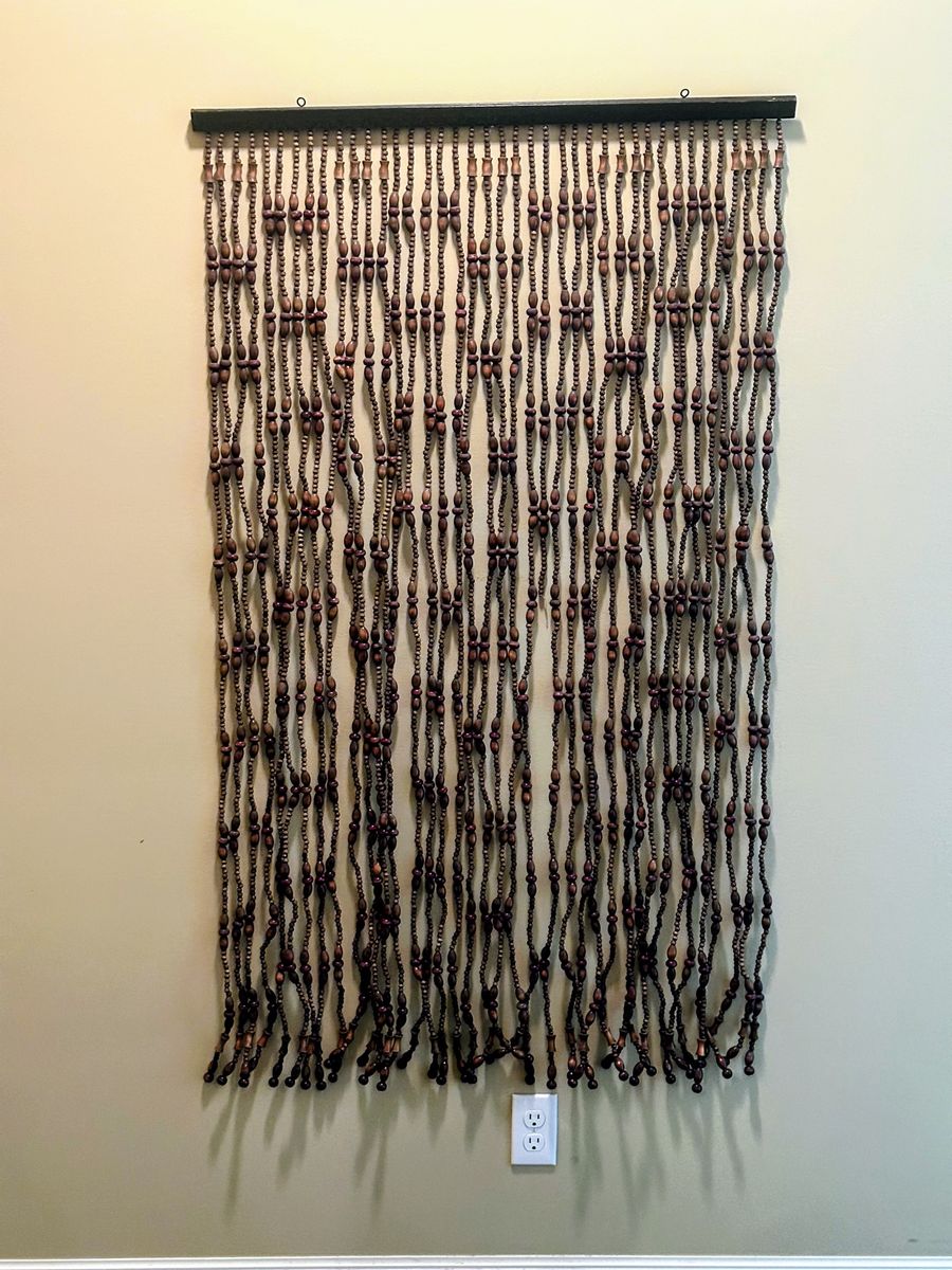 Bohemian Wooden Beaded Curtain Room Divider Doorway Decor - Vintage Style Natural Wood Beads