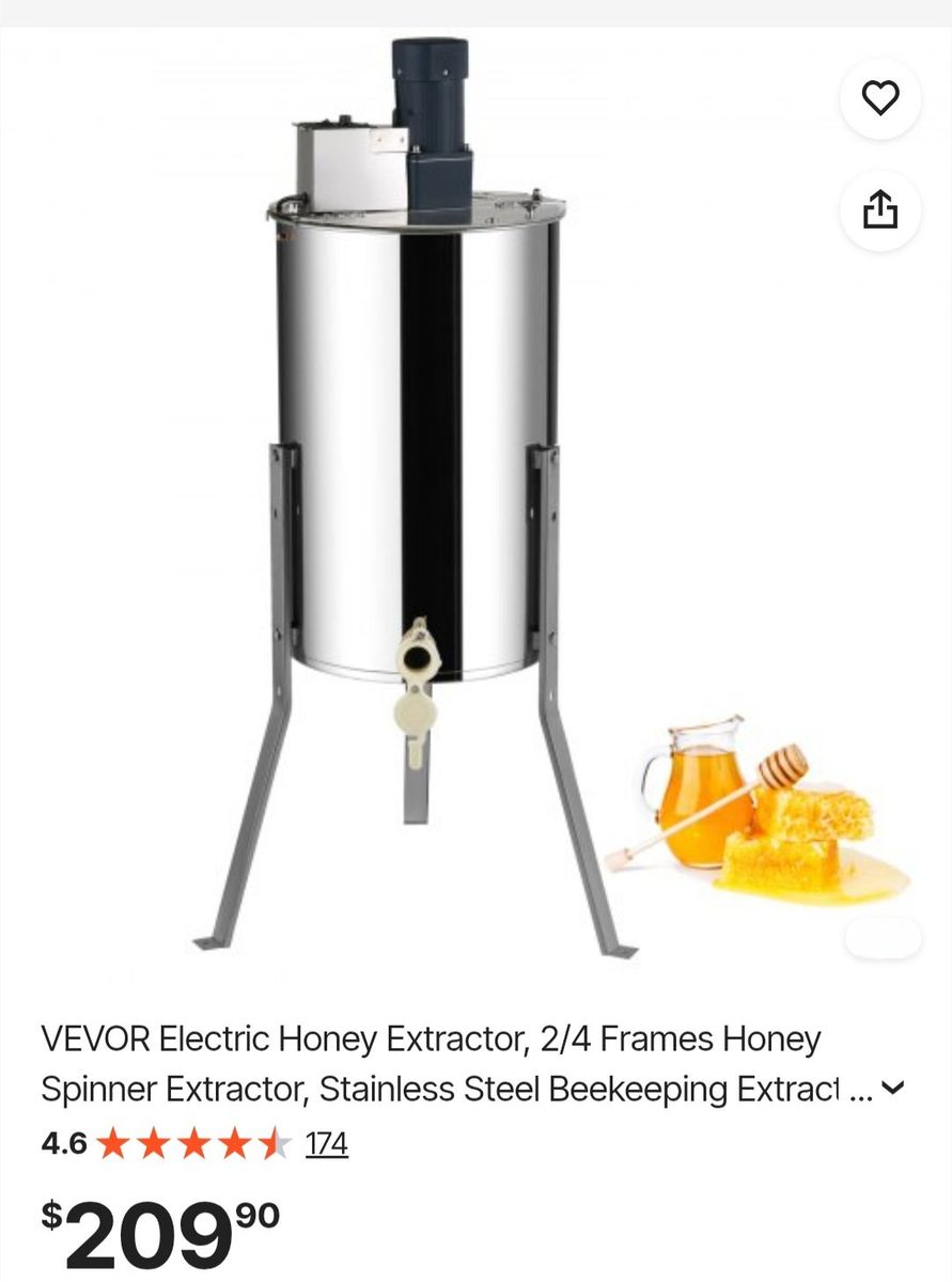 VEVOR HE-150-2/4F-US Electric Honey Extractor - Stainless Steel 2/4 Frame Beekeeping Spinner