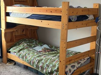 Solid Wood Twin Bunk Beds - Sturdy Pine Frame with Built-in Headboard Storage (mattresses included)