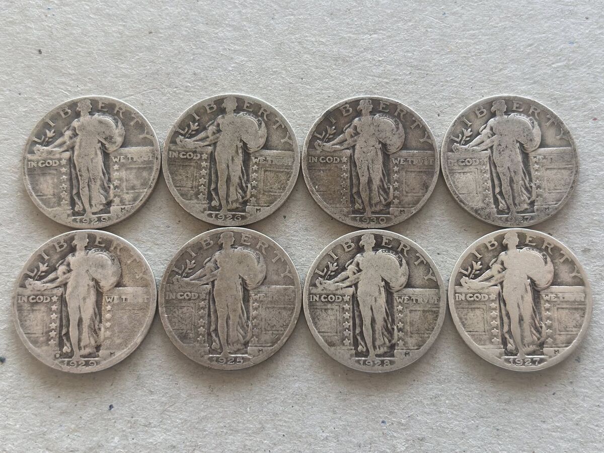 8 standing liberty quarters 1925,26,27,28,29,30