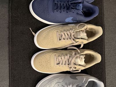 3 pairs of Nike Court Vision Low Sneakers (3 Pairs) - Blue, Tan, Gray - Men's Size 11