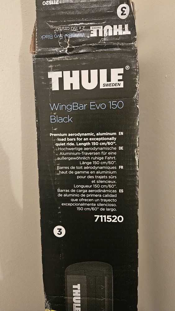Thule WingBar Evo 150 Black Premium Aerodynamic Aluminum Crossbars (60-inch)