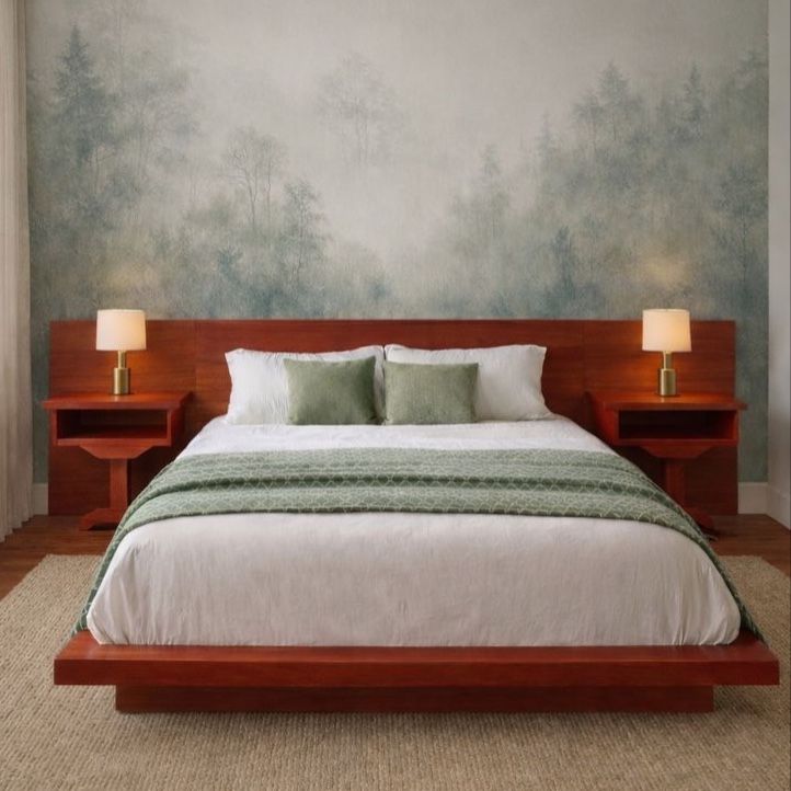 Amazing Unique Open Gallery Nightstand Pair Trestle Base at Discounted Price
