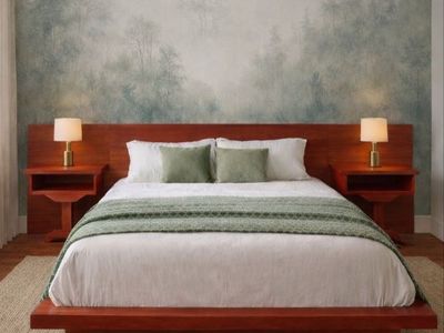Amazing Unique Open Gallery Nightstand Pair Trestle Base at Discounted Price