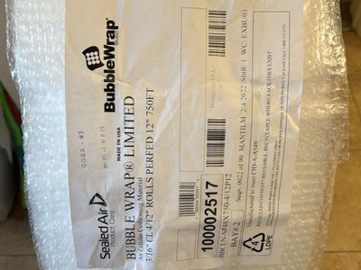 Sealed Air Bubble Wrap 12” X 750’ feet