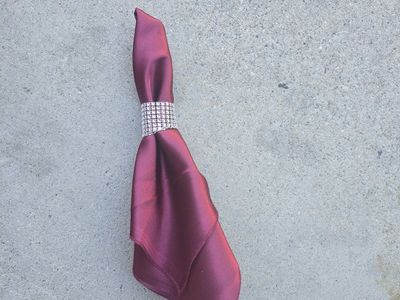 44Maroon Satin Napkins with 40 Rhinestone Napkin Rings - Elegant Dining Decor