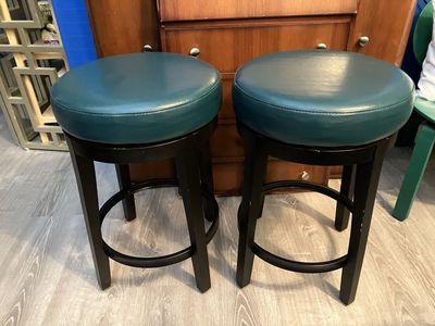 Pair of dark teal barstools