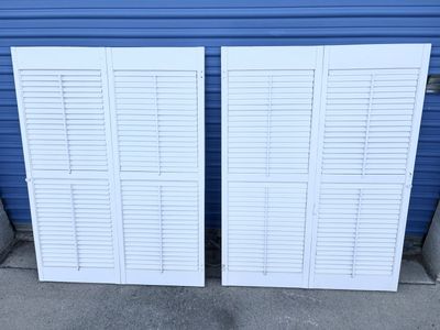 White Louvered Bi-Fold Interior Plantation Shutters - Set of 2 48"H x 35.5”W