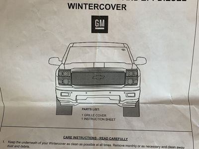 GM Chevrolet High Country Z71 Diesel Wintercover Grille Cover & Instructions
