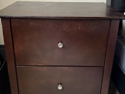 Dark Wood Finish Two Drawer Nightstand