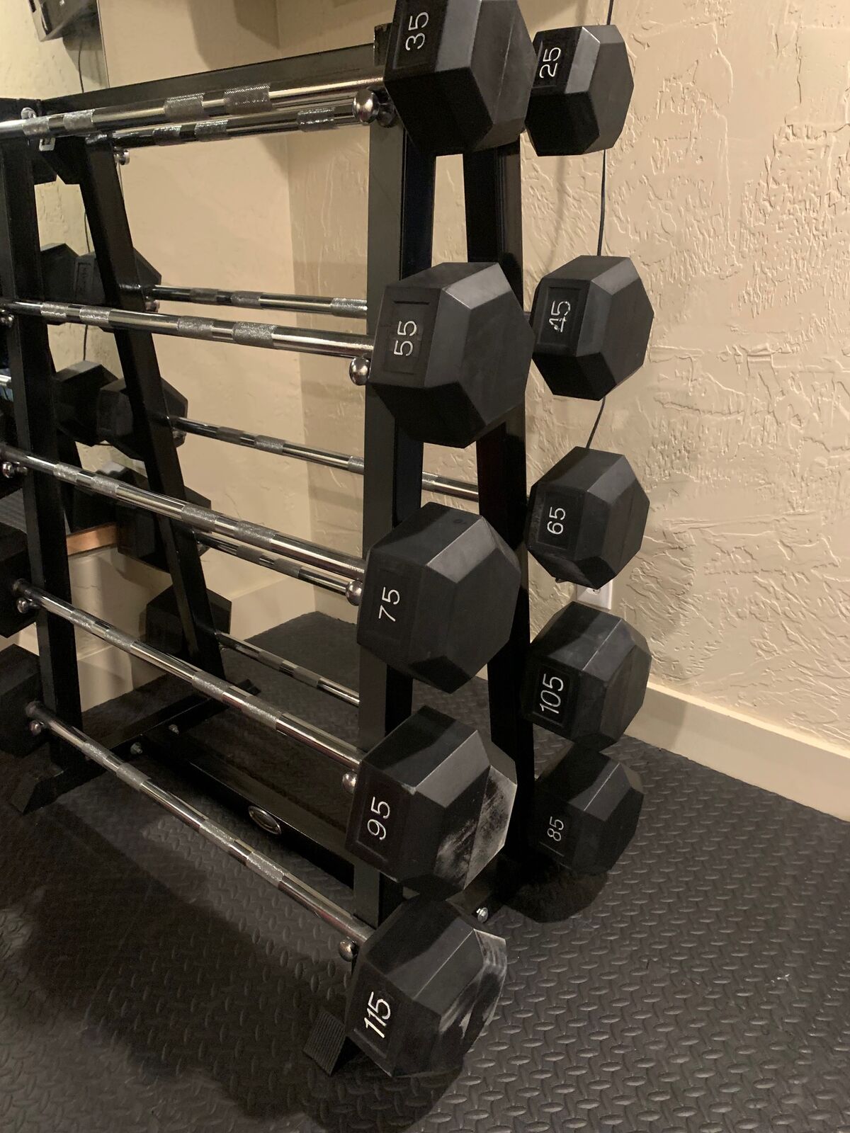 Fixed Rubber Barbells & Rack