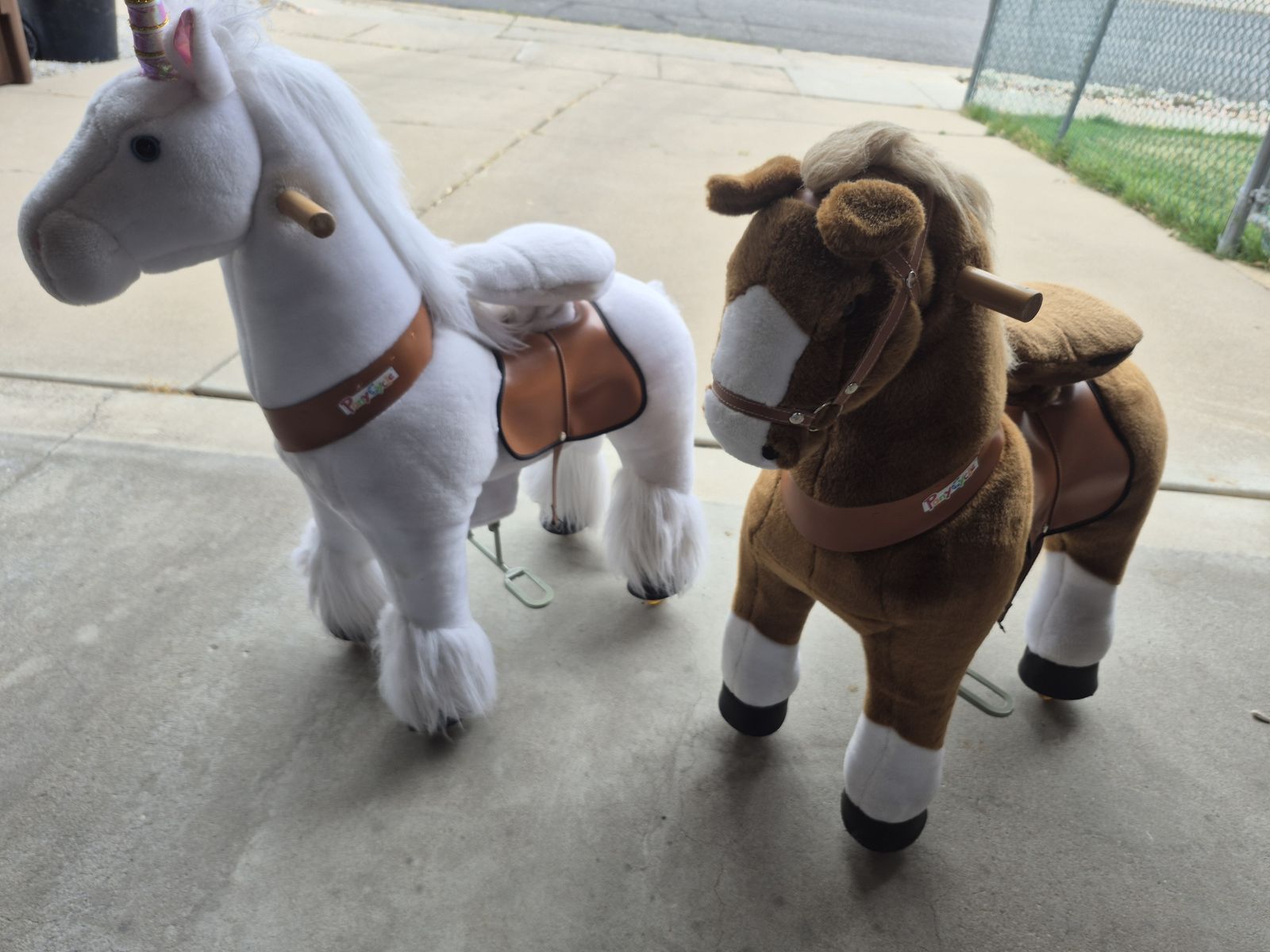 Ponycycles - Unicorn and Brown Horse Ride on Toys