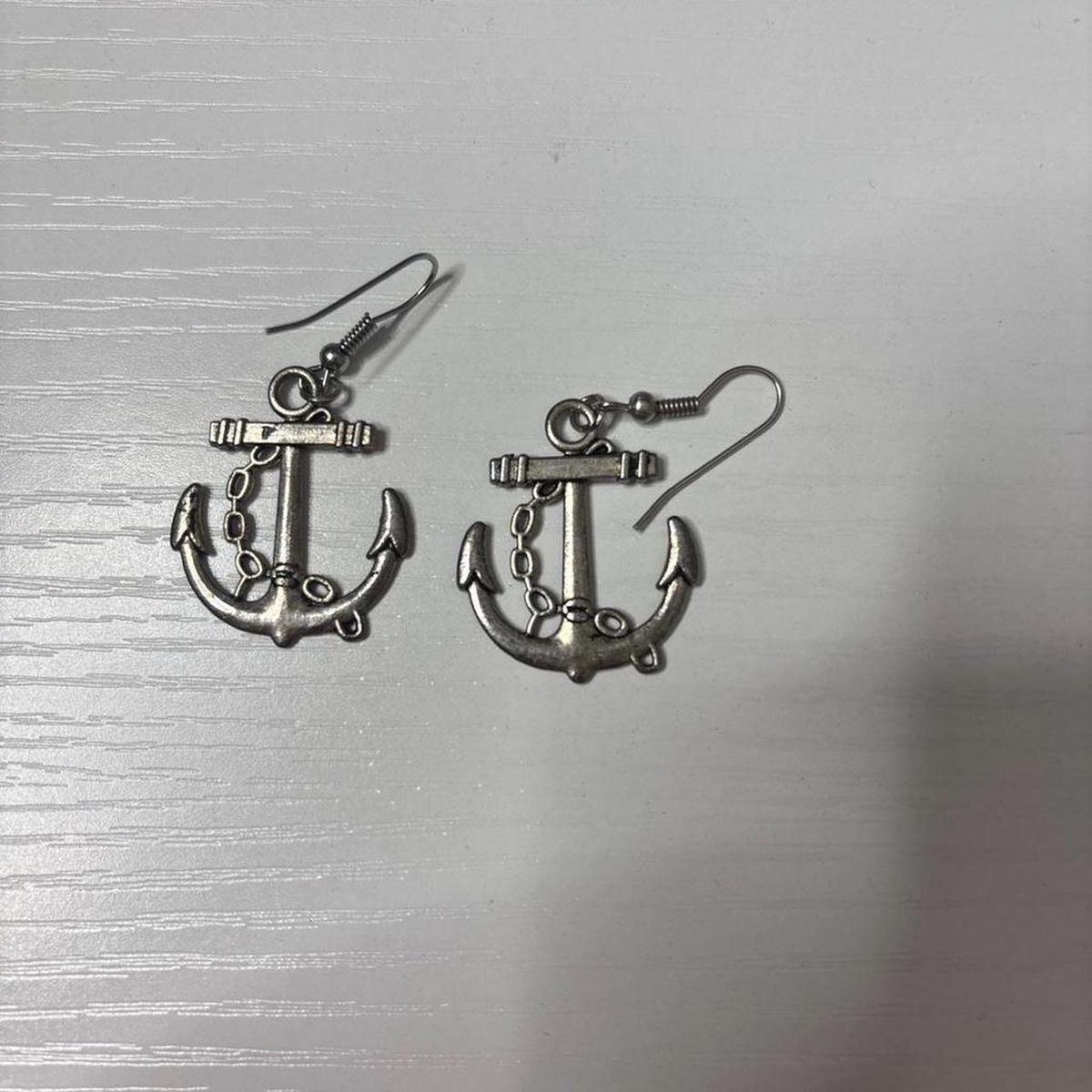 Anchor Drop Earrings - Silver Tone Nautical Charm Dangle Earrings