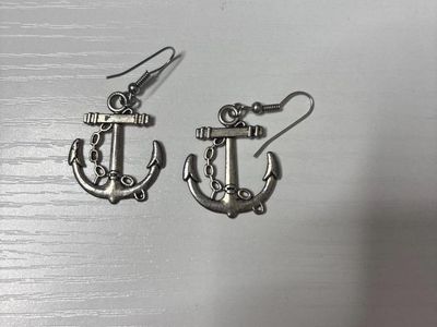 Anchor Drop Earrings - Silver Tone Nautical Charm Dangle Earrings