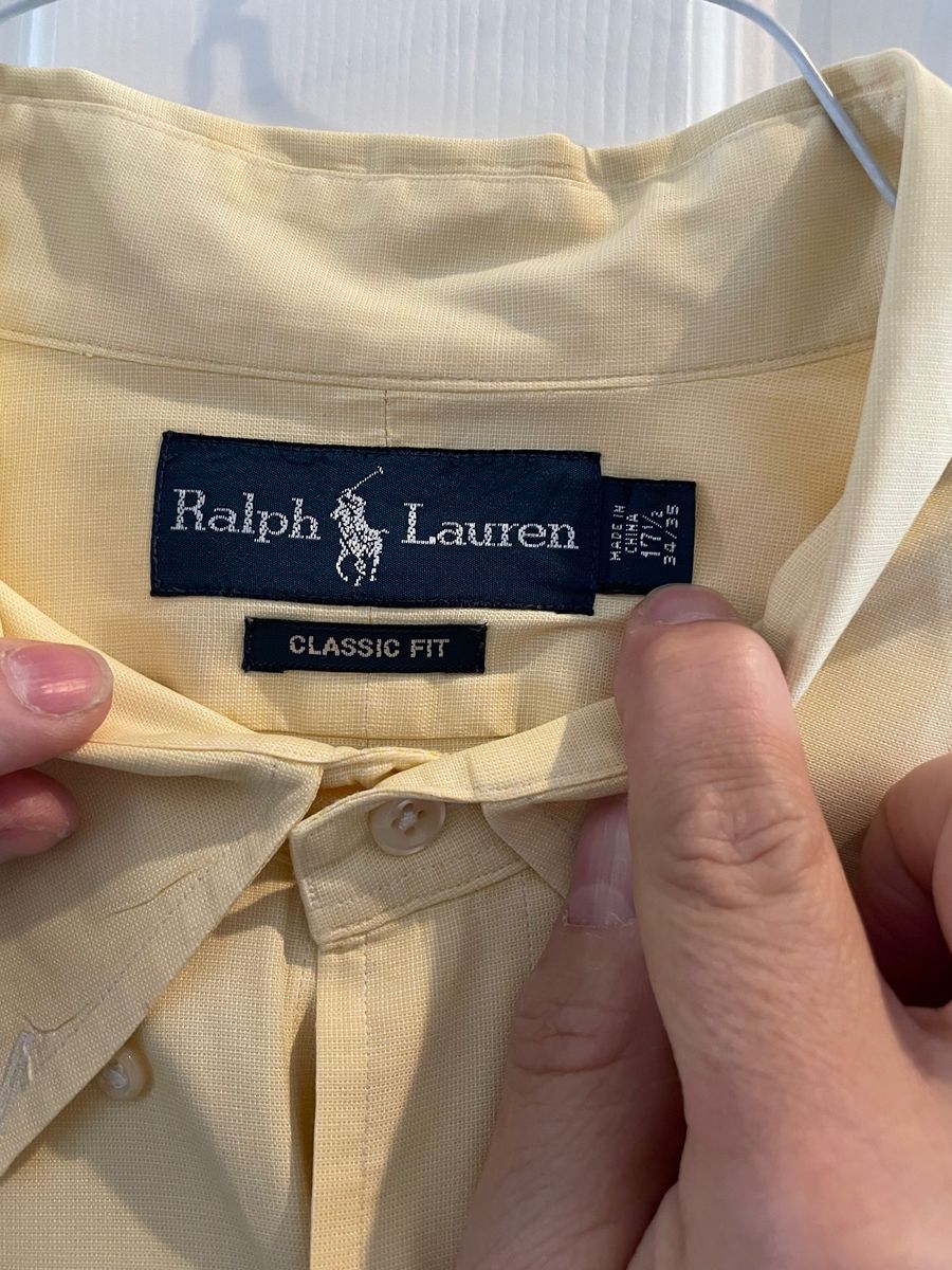New Polo Ralph Lauren Men's Dress Shirt XL (17.5 34/35) yellow. 100% Cotton Classic Fit.