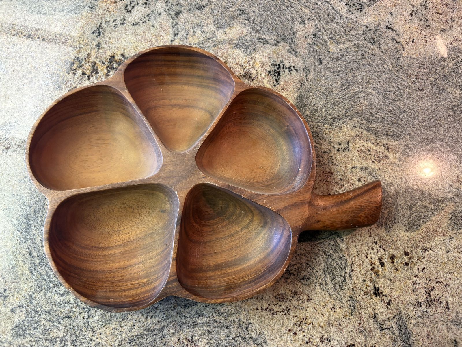 Vintage Four Cry Products Hand-Carved Wood Divided Serving Tray $30 cash/venmo in Draper
