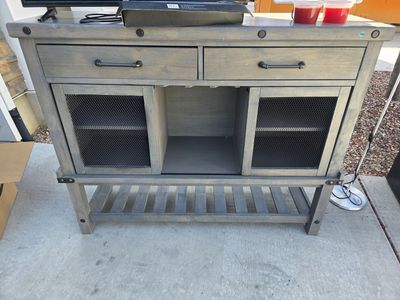 Solid Wood Gray Hutch/Buffet