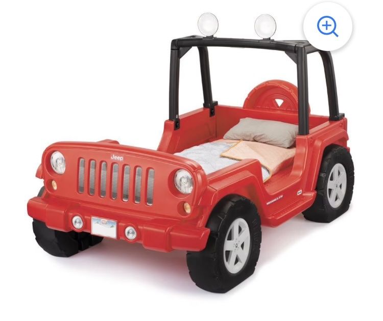 Jeep Wrangler Toddler Bed - Red Plastic Car Frame, Unique Kids' Bedroom Furniture
