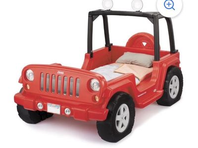 Jeep Wrangler Toddler Bed - Red Plastic Car Frame, Unique Kids' Bedroom Furniture