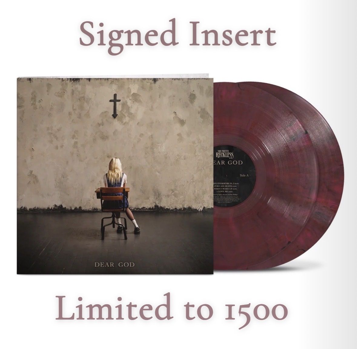 The Pretty Reckless-SIGNED Taylor Momsen-Dear God-Red Velvet Vinyl-X/1500-SEALED-RARE-Limited-Collectible