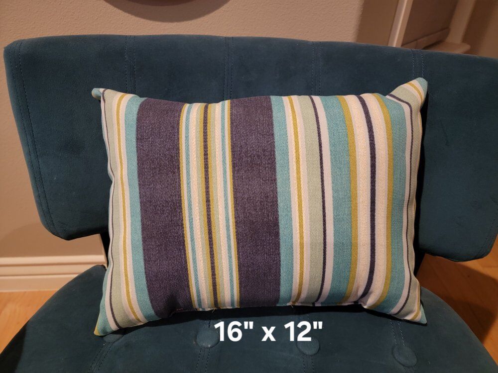 Accent Pillows-Stripped Teal