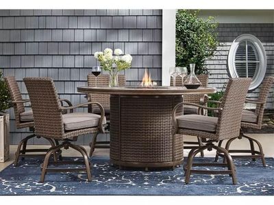 7-Piece Balcony Patio Fire Put Dining Set