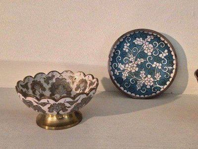 Vintage Cloisonne Enamel Small Bowls & Trinket Dish - Floral Designs.