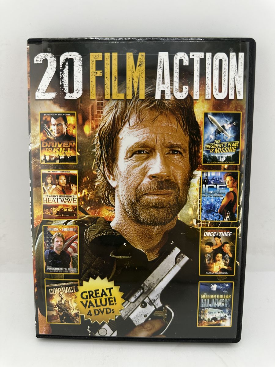 20 Film Action DVD Collection 4 Disc Set Steven Seagal Chuck Norris Action Movies