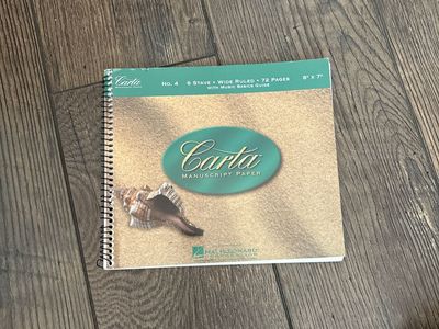 Carta No. 4 Manuscript Paper Hal Leonard - 6 Stave Wide Ruled, 72 Pages 8"x7"