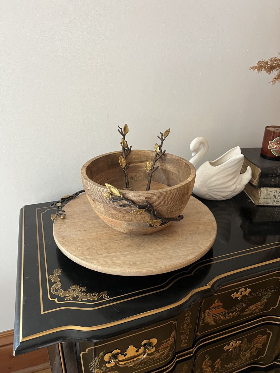 Wood Serving Bowl & Accessories